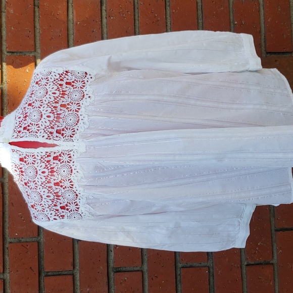 GAP French Style Lace and Cotton Top with High Collar in White size Small NWT - Picture 11 of 17